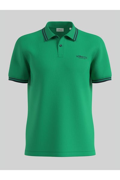 s.Oliver Men's Polo Shirt With Logo And Contrast Details
