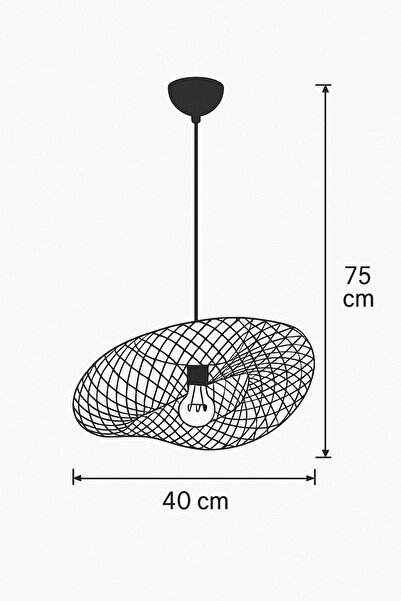 İstanbul Avize İstanbul Avize Vangu Siyah Duylu 40 Cm Avize Bambu,iskandinav,bohem,rattan,modern Aydınlatma