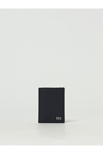 BOSS Erkek Metalik Logo Kabartmalı Ekstra Bölmeli Lacivert Kartlık 50542346-405