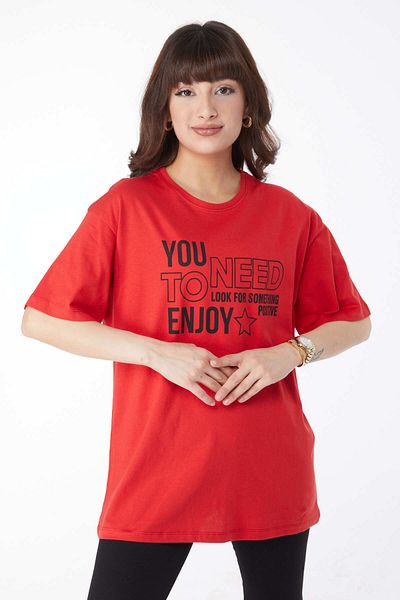 TOFİSA Printed T-Shirt Red - 25175