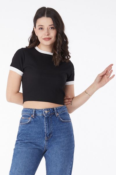 TOFİSA Garnili Crop Black - 25233