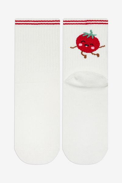 Penti 3 Pairs Cotton Vegetable Patterned College Tennis Toe Seamless Socket Socks