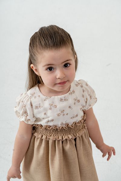 Titimixkids Детска рокля от муселин с флорален десен и подплата