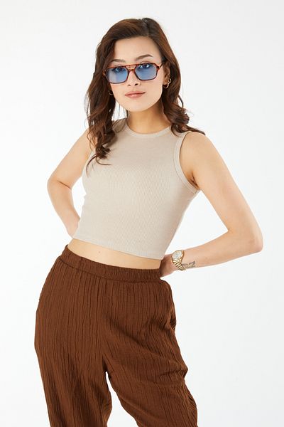 TOFİSA Short Sleeve Crop Stone - 24438