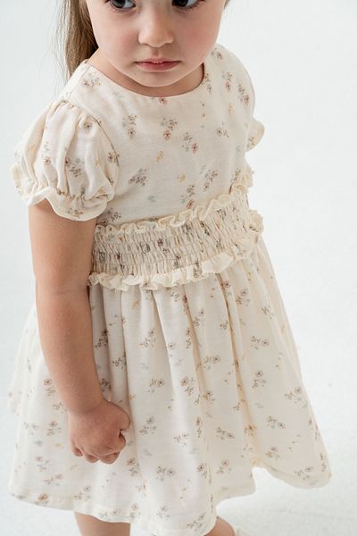 Titimixkids Φόρεμα για κορίτσια με μοτίβο λουλουδιών με επένδυση Gipeli 100% βαμβακερή μουσελίνα