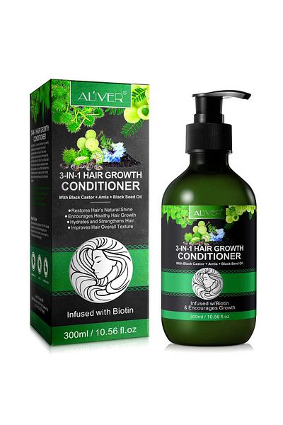 NOVA KISS 3 in 1 Hair Conditioner with Castor Oil, Amla, Black Seed for Hair Growth, 300 ml