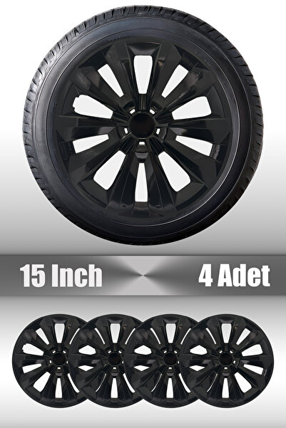 FRWY Toyota Yaris Auris Verso 15" inç Uyumlu 4 Adet 1 Takım Siyah Jant Kapağı