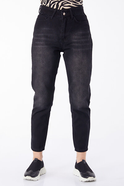 TOFİSA Džínové kalhoty Mom Jeans s vysokým pasem černé - 25178