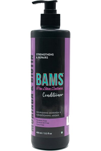 BAMS POP SKIN CULTURE BAMS | Keratin with Moringa & Biotin Conditioner | Strengthening & Smoothing Formula for Frizz-Free,
