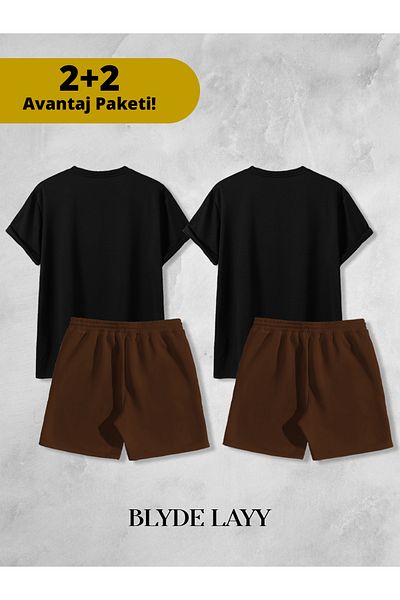 BLYDE LAYY Angel-Demon Printed Unisex 2-Piece Lover Couple Combination (2 Shorts - 2 T-Shirt Set Advantage Package)