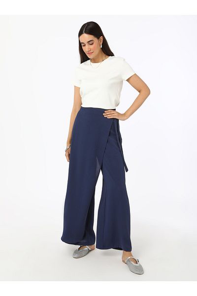 Benin Trousers with Binding Detail - Navy Blue - Benin