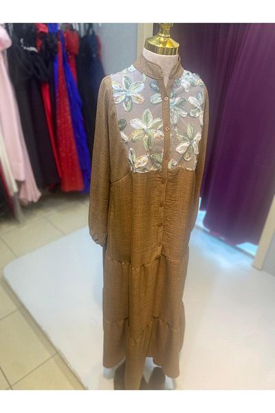 Trade Bazaar Natural Texture Oversize Floral Pattern Dress – Summer Comfortable Fit, Stylish and Spacious Design