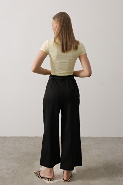 ALPACO Παντελόνι με λεπτομέρεια με κορδόνια - Μαύρο -ΣΥΛΛΟΓΗ