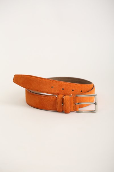 KASVA DERİ 3.5 cm Orange Suede Leather Belt