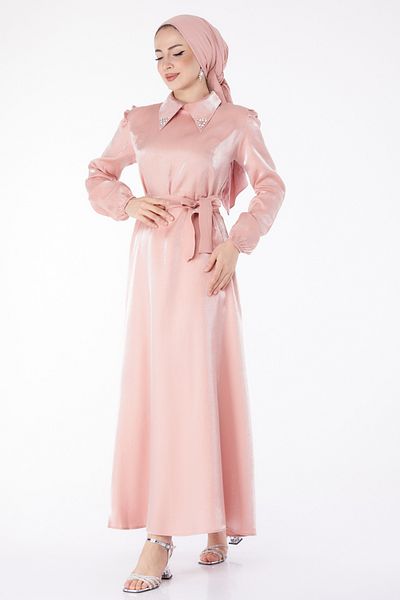 TOFİSA Belted Dress Pink - 25406
