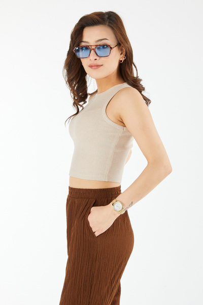 TOFİSA Short Sleeve Crop Stone - 24438