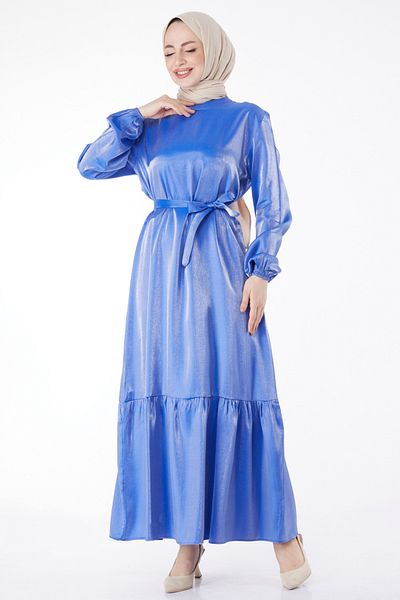 TOFİSA Shiny Belted Dress Saks - 24993