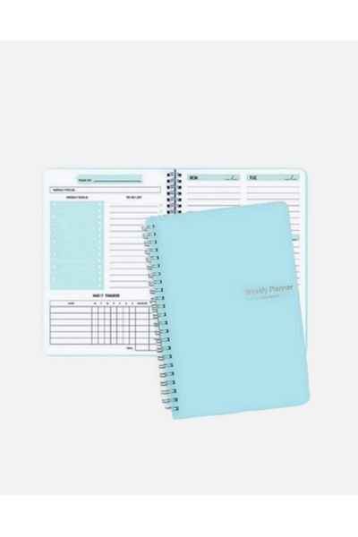 OEM Agenda planificator cu spirala, pentru organizare, cu habit tracker si to do list, albastru, A5
