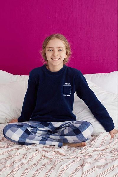 TOFİSA Navy Blue Girl's Pajama Set - 23934
