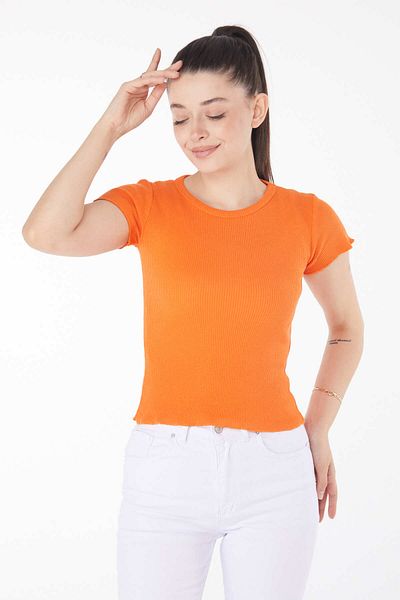TOFİSA Short Sleeve Blouse Orange - 24437