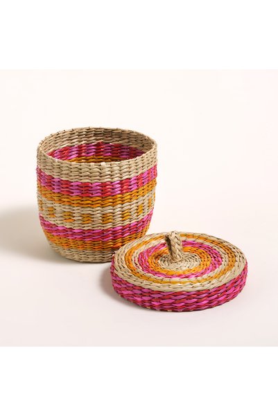 Zsa Zsa Zsu Tam Dao Fuchsia - Yellow Seagrass Basket 14X12 cm