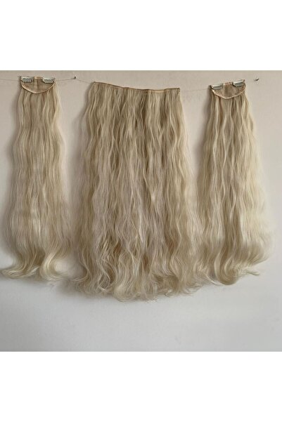 papatya peruk Ashy Light Yellow Wavy Heat Styleable 3-Piece Snap Set