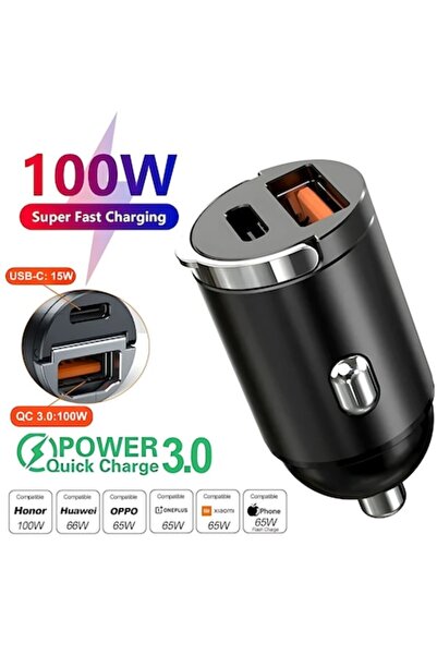 Staryon Incarcator Auto Bricheta Mini Staryon SuperFastCharge 100W, USB-A 100...