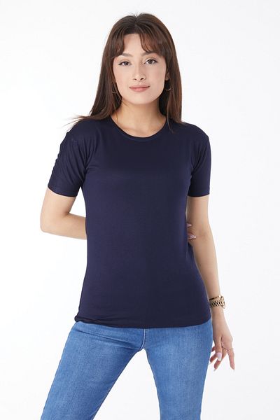 TOFİSA Short Sleeve Unprinted T-Shirt Navy Blue - 24764
