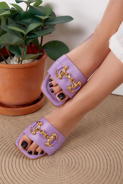 TOFİSA Lilac Women's Slippers - Buckle, Model 25531