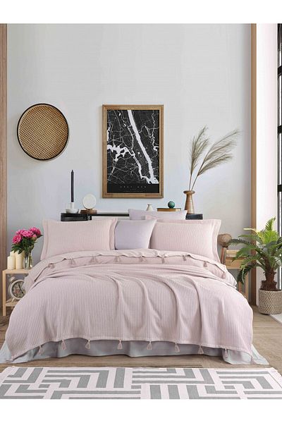 KÜBRAHOME'S Newhome Hair Braided 100% Cotton Luxury Pique Set Dusty Rose