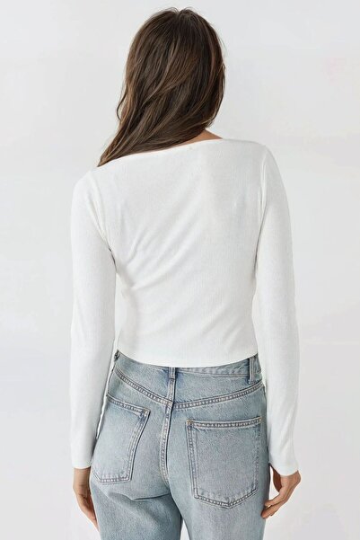 Hiccup Bluză cu mânecă lungă din dantelă cu decolteu în V