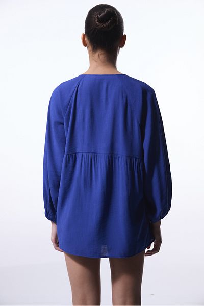 Penti Navy Blue Freya Crinckle Short Sleeve V-Neck Midi Kimono