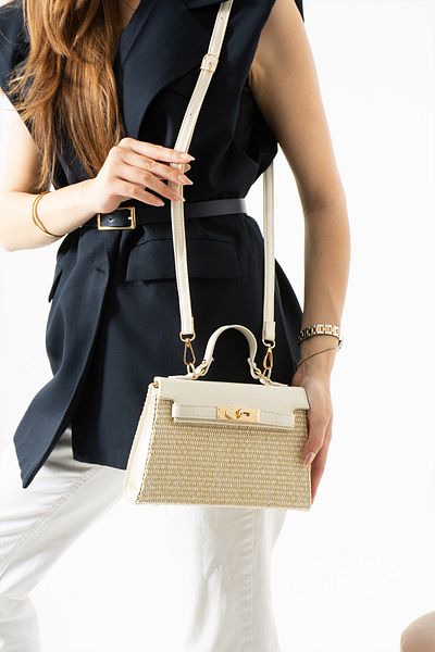 Night حقيبة يد وكتف نسائية من Vienn Model Wicker مع هدية ساحرة