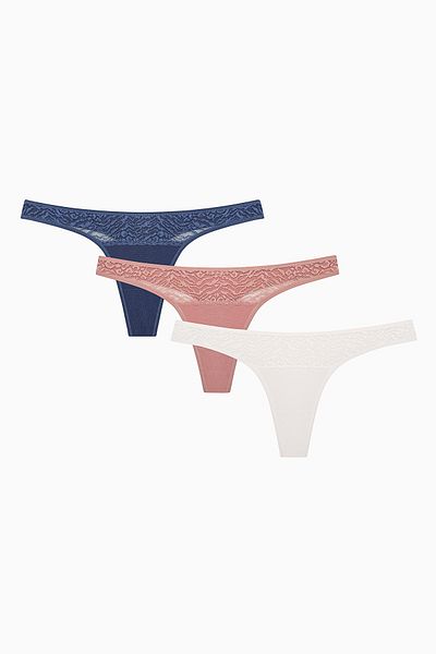 Penti Essentials Lace Λεπτομερή 3 τεμάχια πολύχρωμα στρινγκ εσώρουχα