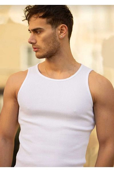 Ast giyim Men's Black Weightlifting Collar Ribbed Sportsman Lycra Singlet