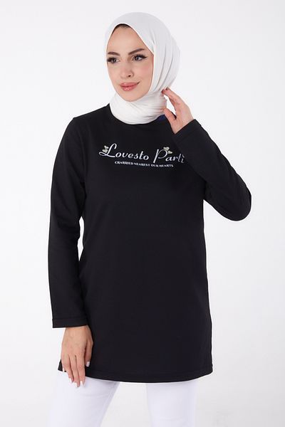 TOFİSA Hanorac imprimat negru - 13335