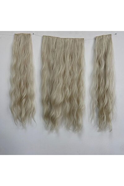 papatya peruk Wavy Ashy Platinum Heat Styleable 3-Piece Snap Set