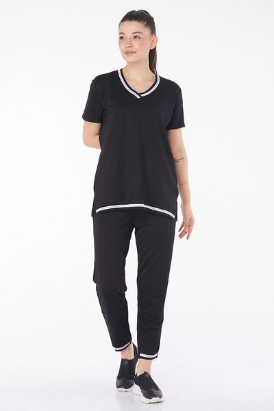 TOFİSA Sim Detailed Double Suit Black - 25797