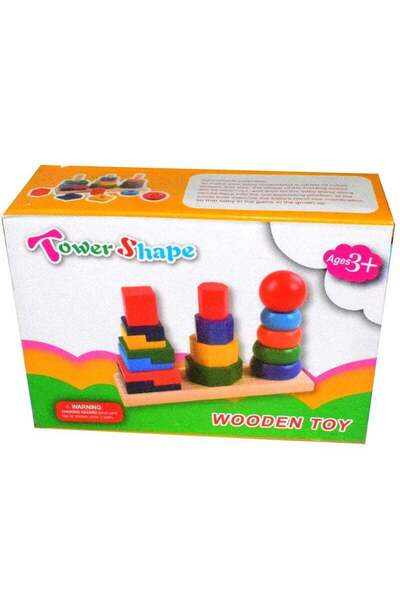 BabyCara لعبة خشبية تعليمية على شكل برج