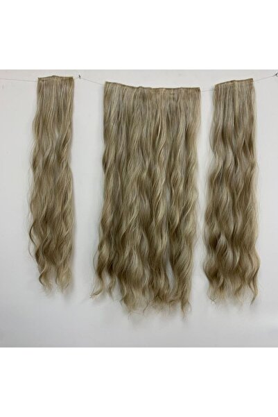 papatya peruk Wavy Ashy Yellow Heat Styleable 3-Piece Snap Set