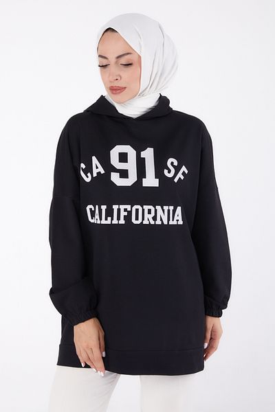 TOFİSA Printed Sweatshirt Black - 13329
