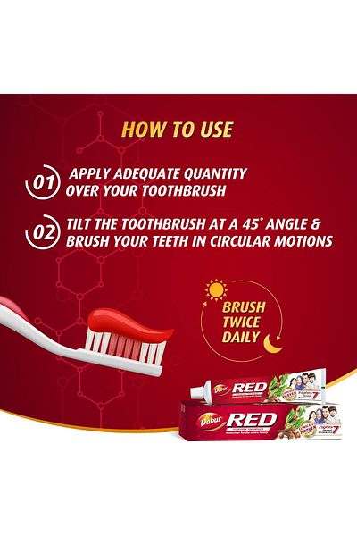 Dabur Red Ayurvedic Toothpaste enriched with 13 powerful ingredients - Clove Oil, Pudina Satva, Toma