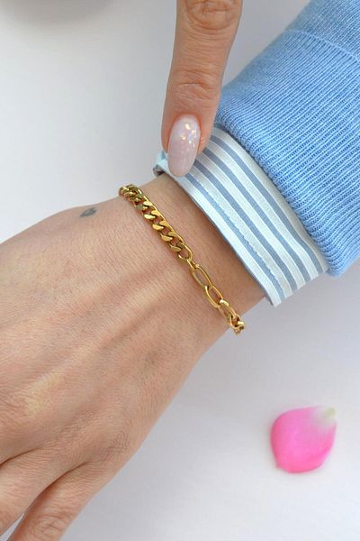 Sacce Scarves&Accessories Steel Mix Chain Bracelet – Paperclip & Snap Model