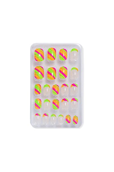 Cupio Cupio Kids TEEN false nail set - Candy Stripes and French Fun