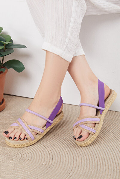 TOFİSA Lilac Straw Women's Sandals - 25547
