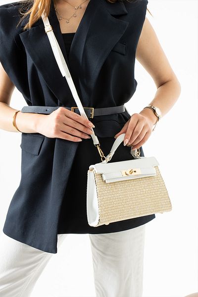 Night Geantă de mână și de umăr pentru femei Vienn Model Wicker White