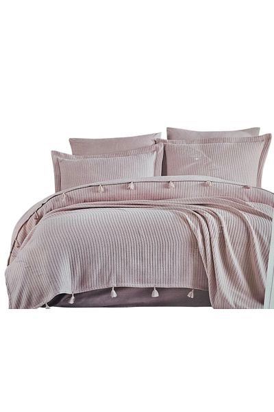 KÜBRAHOME'S Newhome Hair Braided 100% Cotton Luxury Pique Set Pink