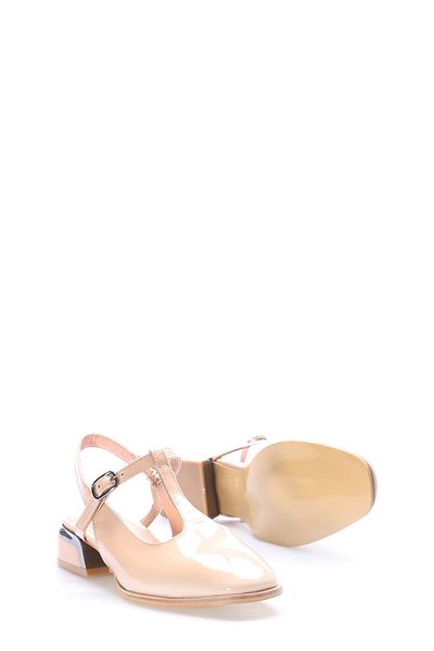 Ayakkabıhane Inside and Outside Genuine Patent Leather Beige Women's Low Heeled Shoes Ah08064261217