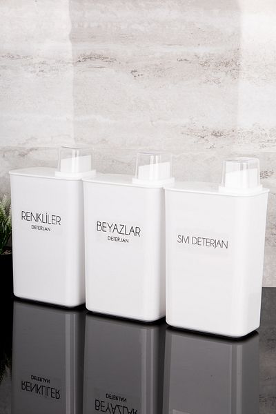 Dolkin Home Set of 3 Self-Scaled Detergent Dispenser Boxes Colors Whites Liquid Detergent Labeled 3000ml