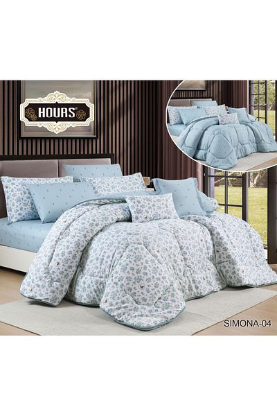 HOURS 8-piece comforter set from Horse, featuring a modern and distinctive pattern, double-sided, SIMONA-04
